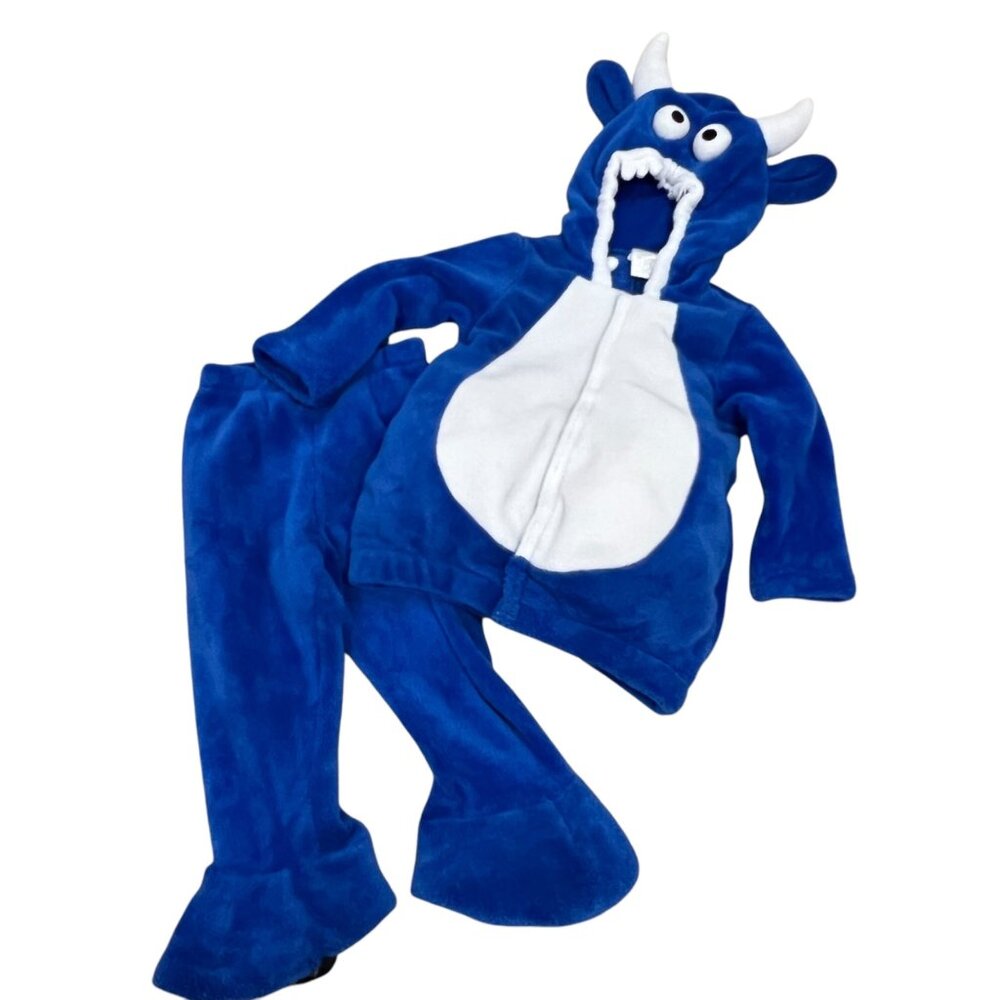 Blue Monster Costume Set 18-24 Mos Gymboree 100% Polyester Fleece With Hood & Ta